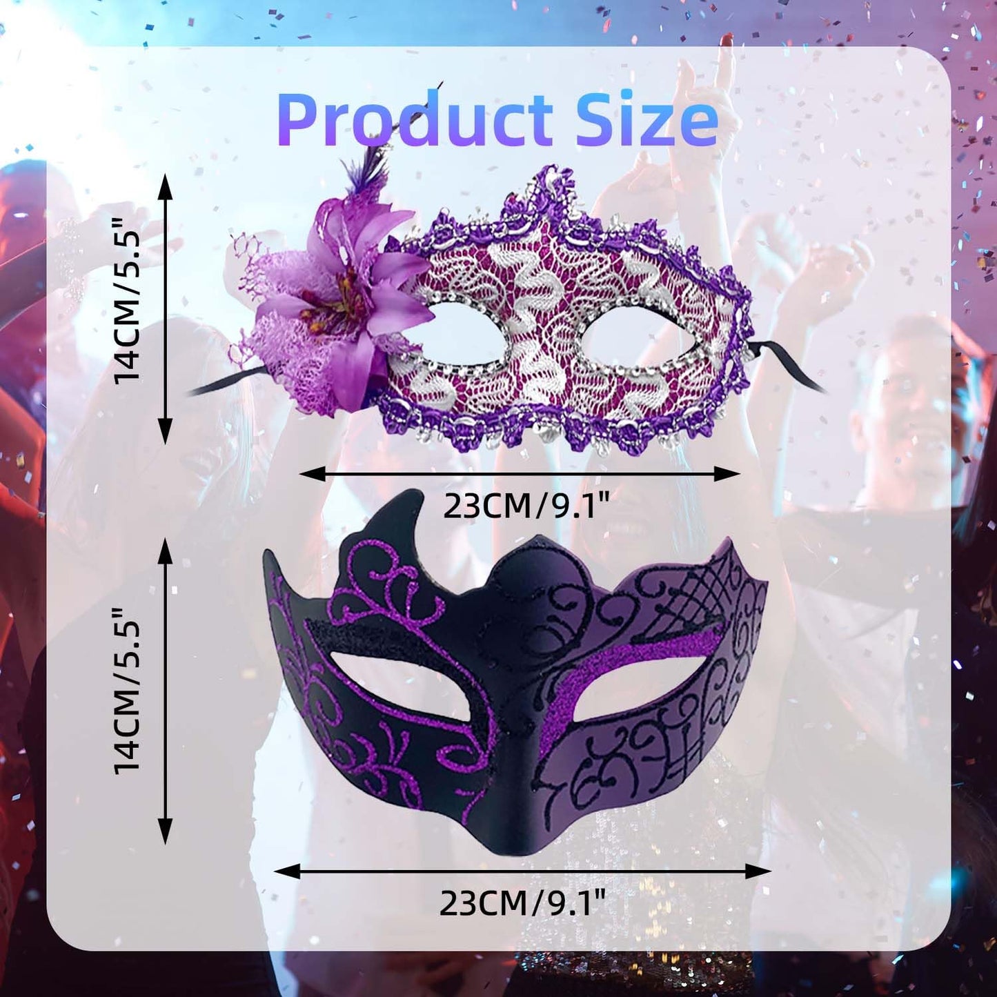 Masquerade Mask for Couples, Venetian Lace Masks for Women Men, Costume Mask for Party, Carnival
