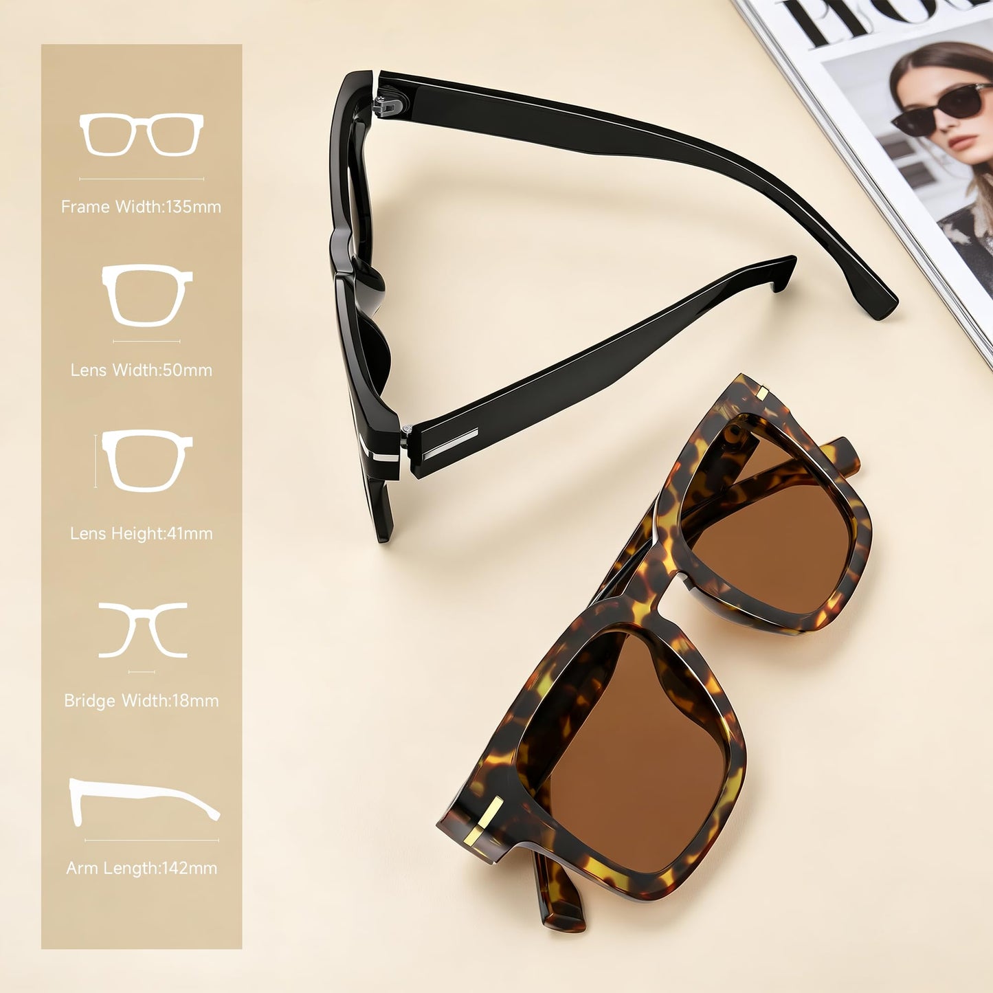 Trendy Sunglasses Womens Classic Retro Sunglasses for Women Men Fashion Driving Square Frame UV Protection