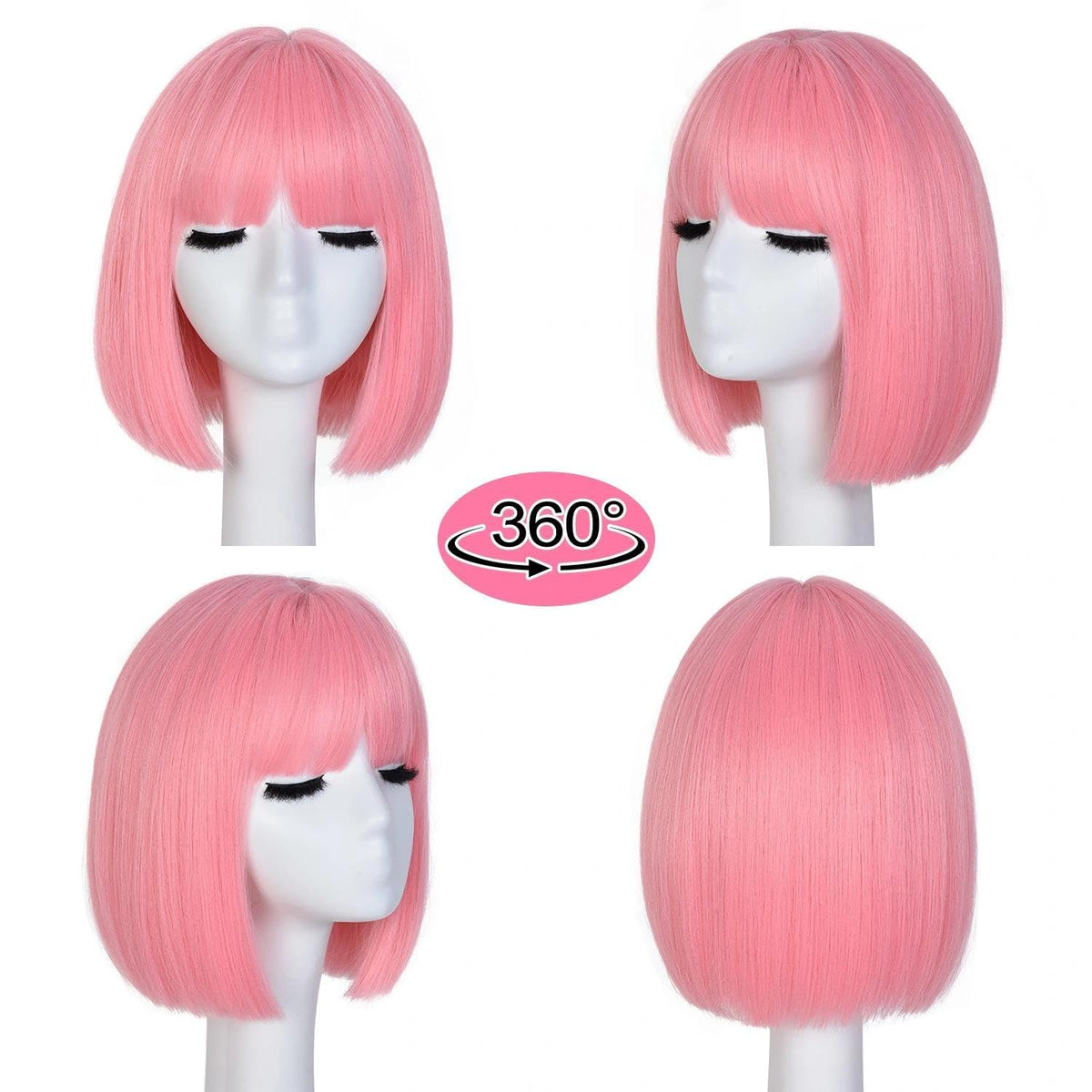 Bob Wig with Bangs for Women Short Straight Bob Wigs for Women 12inch