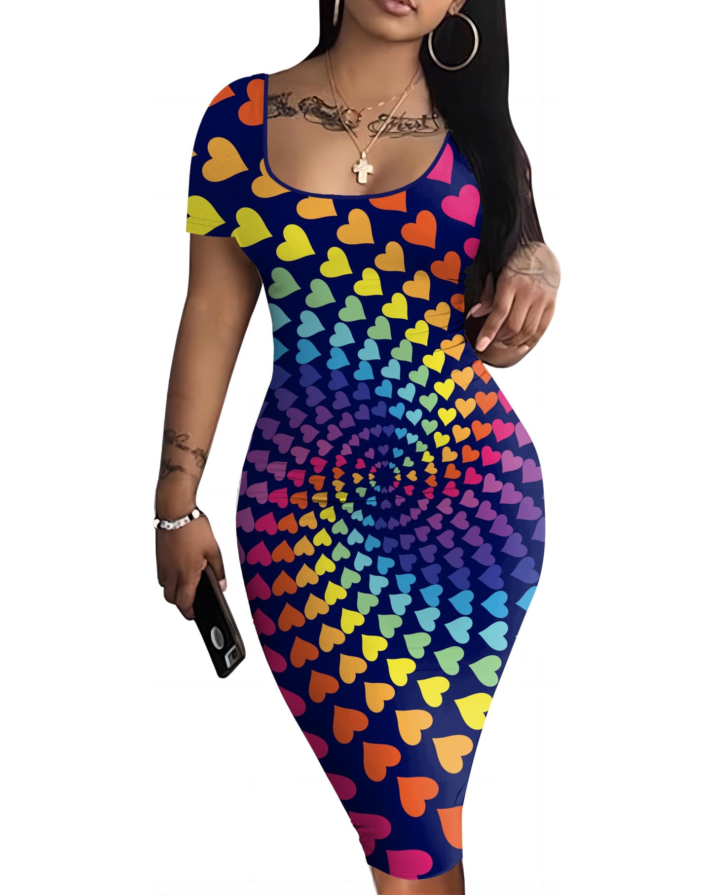 Nimsruc Womens Summer Casual Sexy Short Sleeve Bodycon Dress Basic Pencil Midi Club Dresses