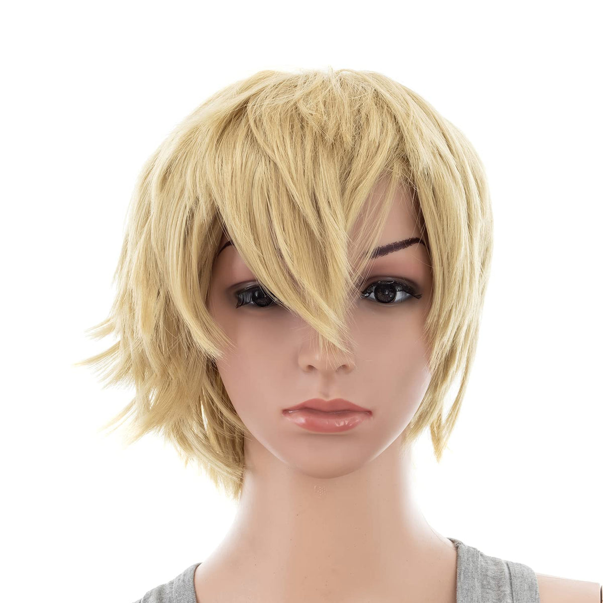 SWACC Unisex Fashion Spiky Layered Short Anime Cosplay Wig for Men and Women (1B-Off Black)