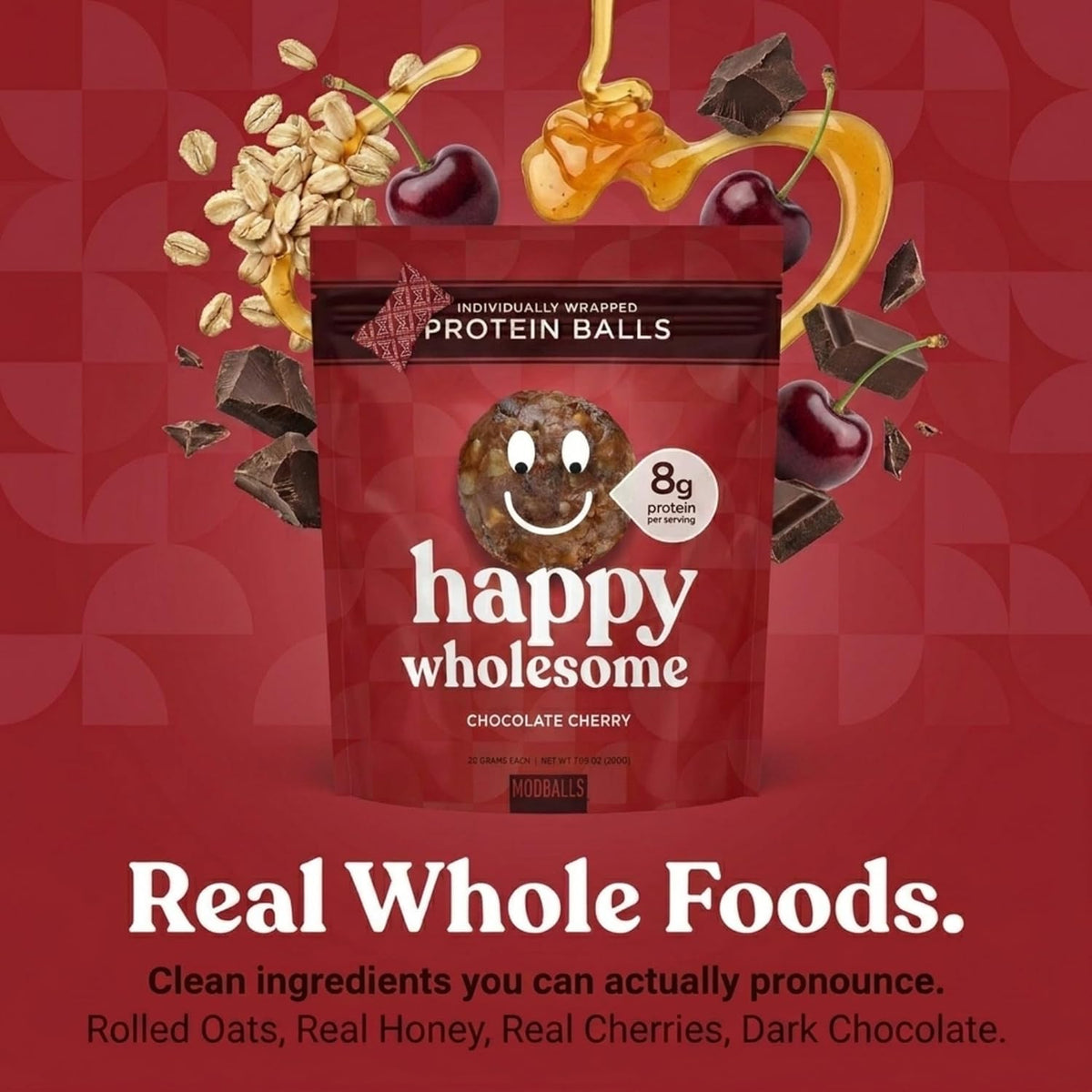 Happy Wholesome Chocolate Cherry Protein Balls, 10 Count