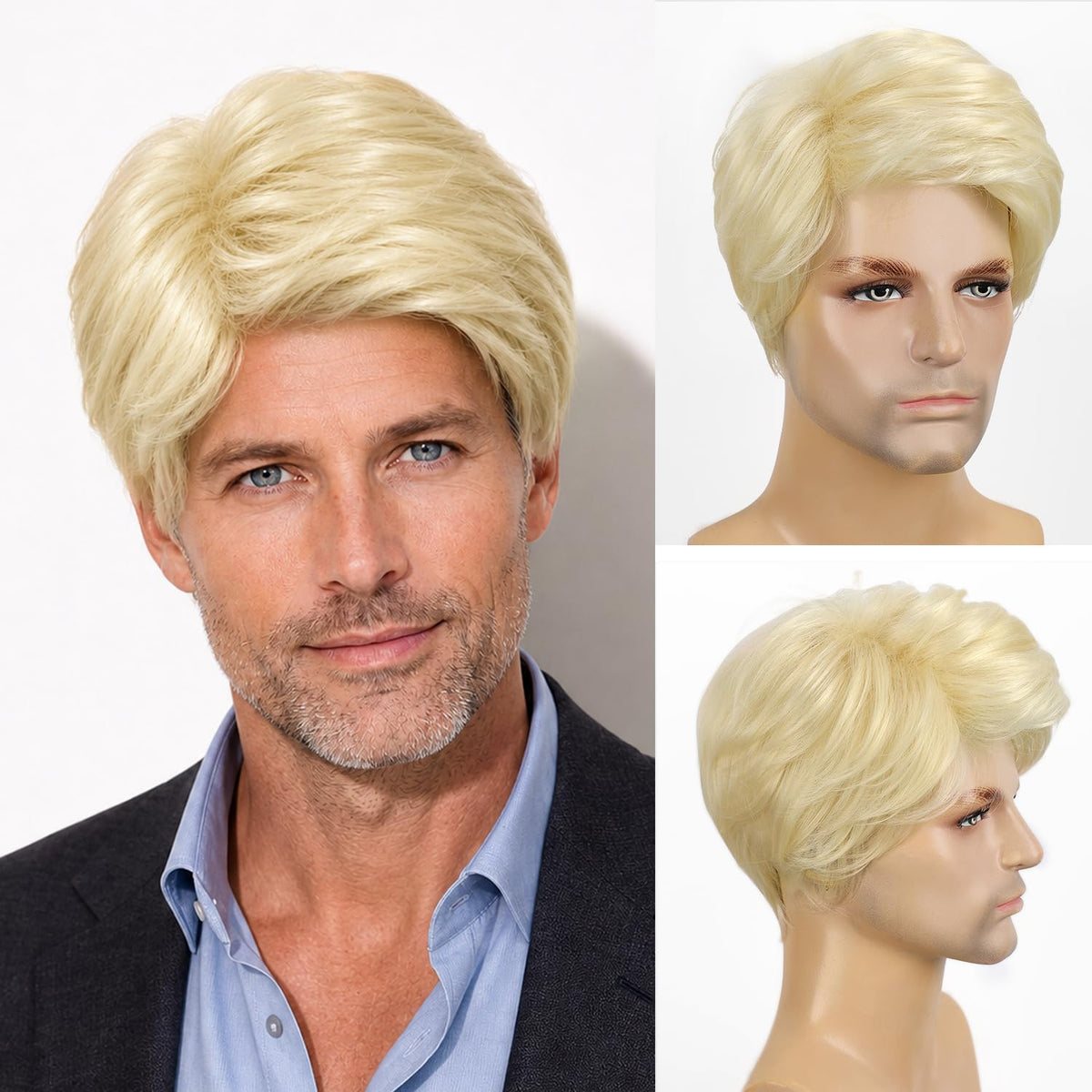 YYHR 80s Brown Wigs for Mens Mullet Rocker Costume Long Synthetic Hair Wig