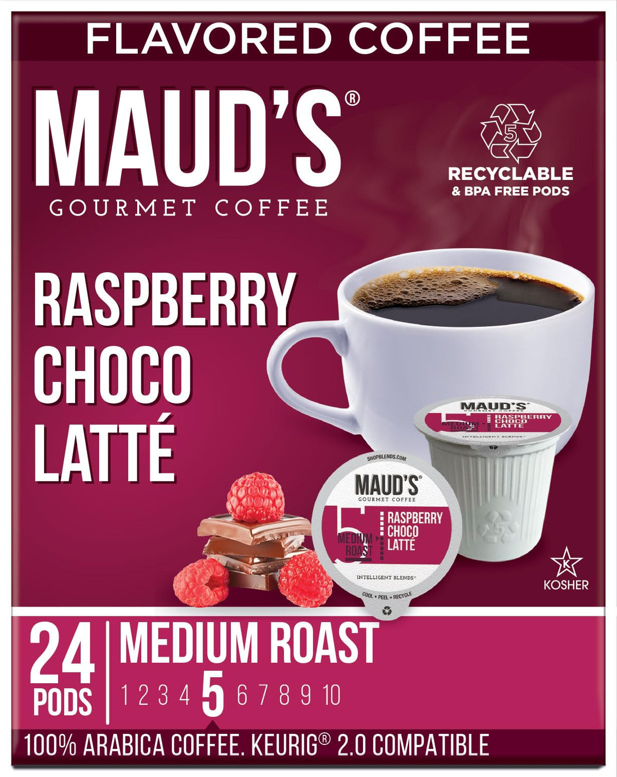 Maud's Cherry Flavored Medium Roast Coffee Pods, 18ct