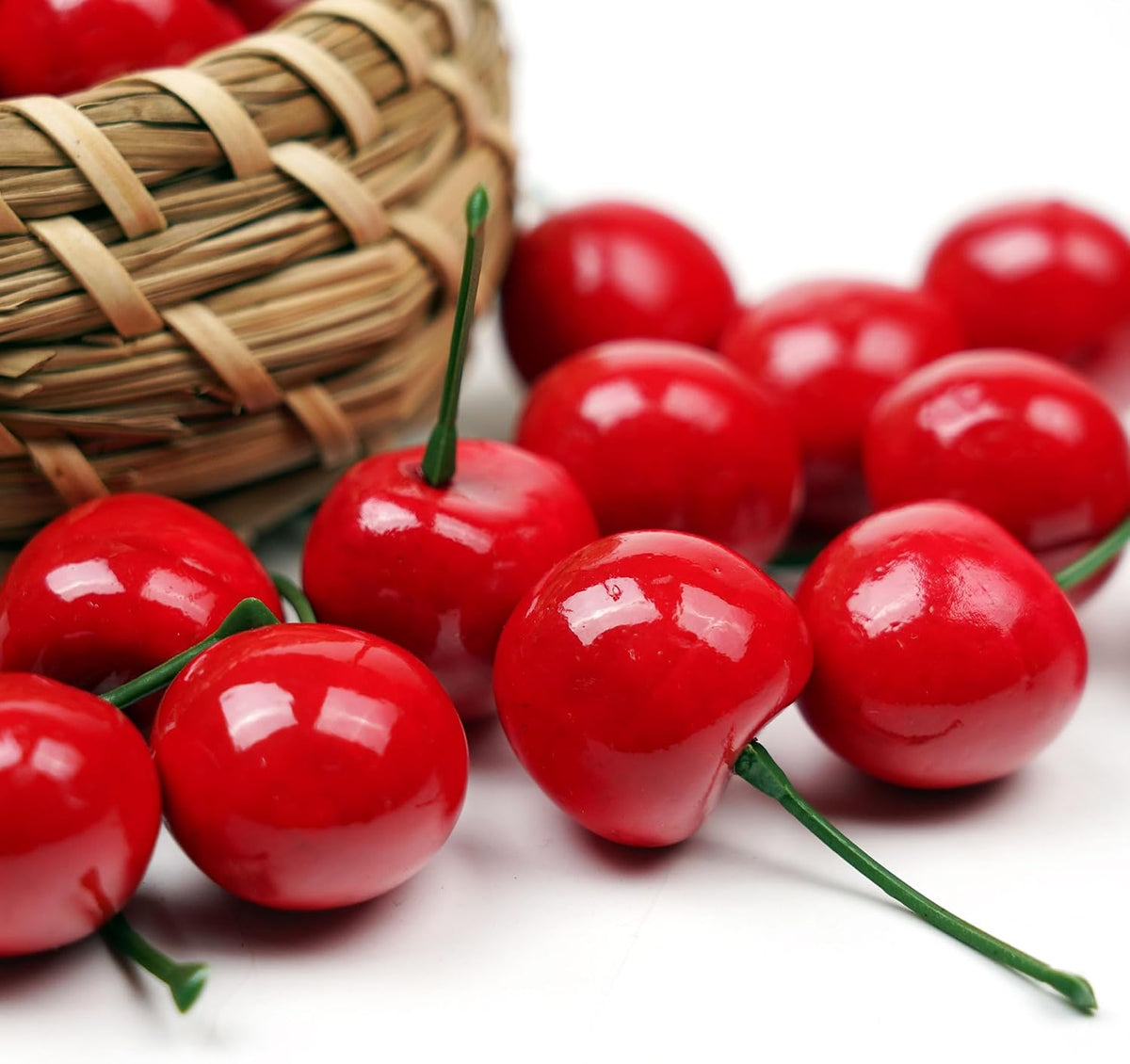 30 Pcs Fake Cherries, 30mm/1.18 Inch, Lifelike Artificial Red Cherry. *NOT EDIBLE*