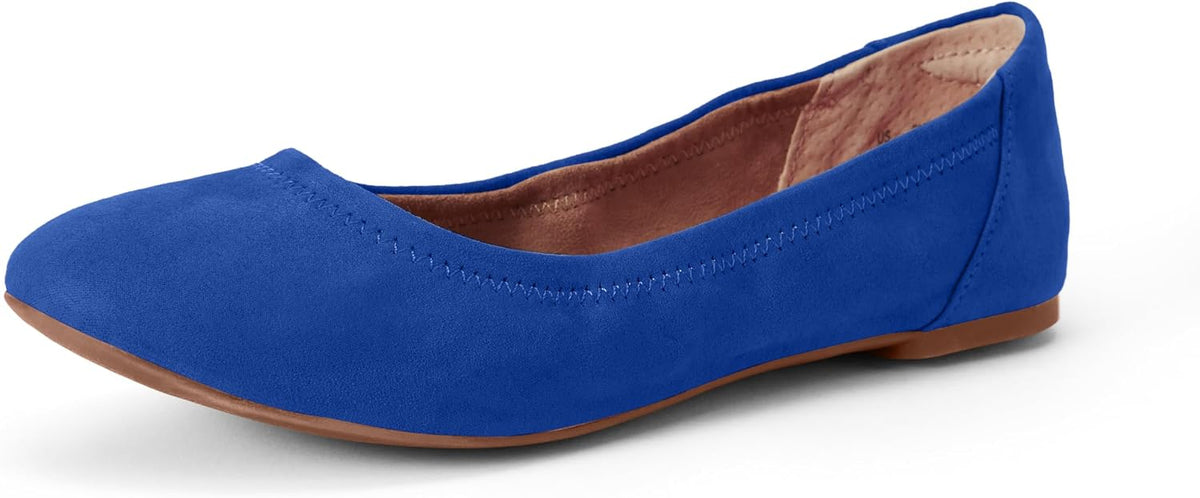 Amazon Essentials Women's Comfortable Round Toe Ballet Flats, Cushioned Memory Foam