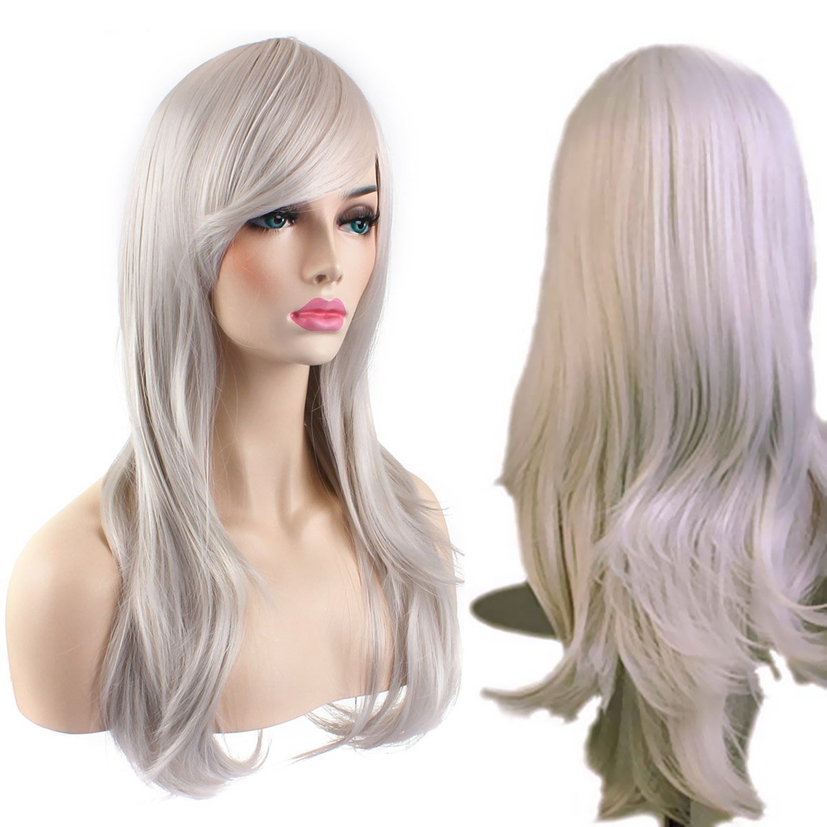 Akstore 28 inch Fashion Wigs Long Wavy Curly Hair Cosplay Wig & Wig Cap (Black)
