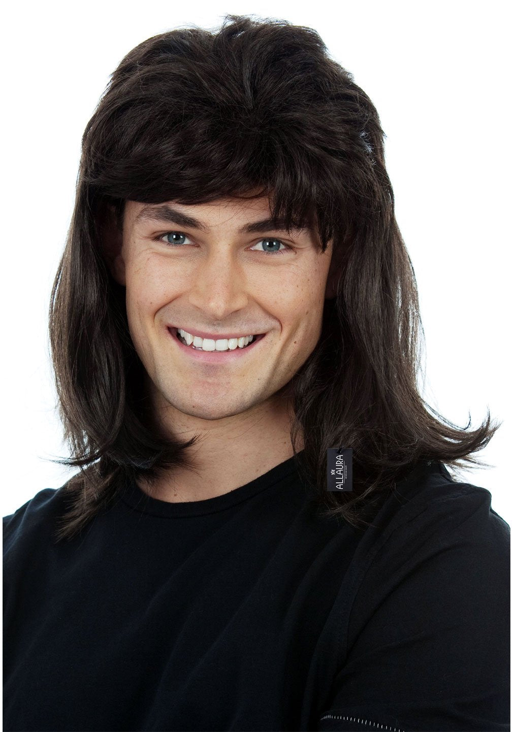 ALLAURA – Jon Snow Wig Northern Snow King Wig + Shield Jon Snow Pin – Bruno Short Black Curly Cosplay Wigs For Men Halloween Cosplay Halloween Costume