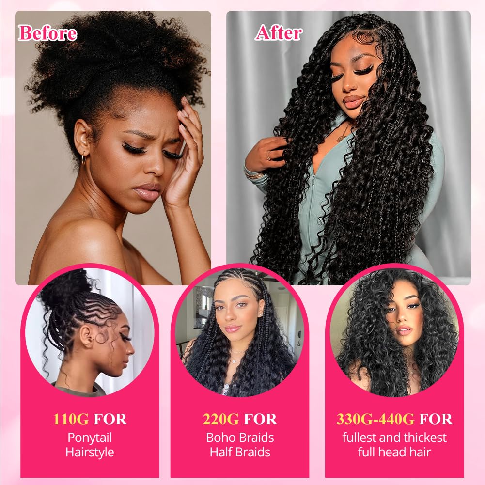 16 Inch Deep Wave Knotless Feather Crochet Human Hair #27 110g