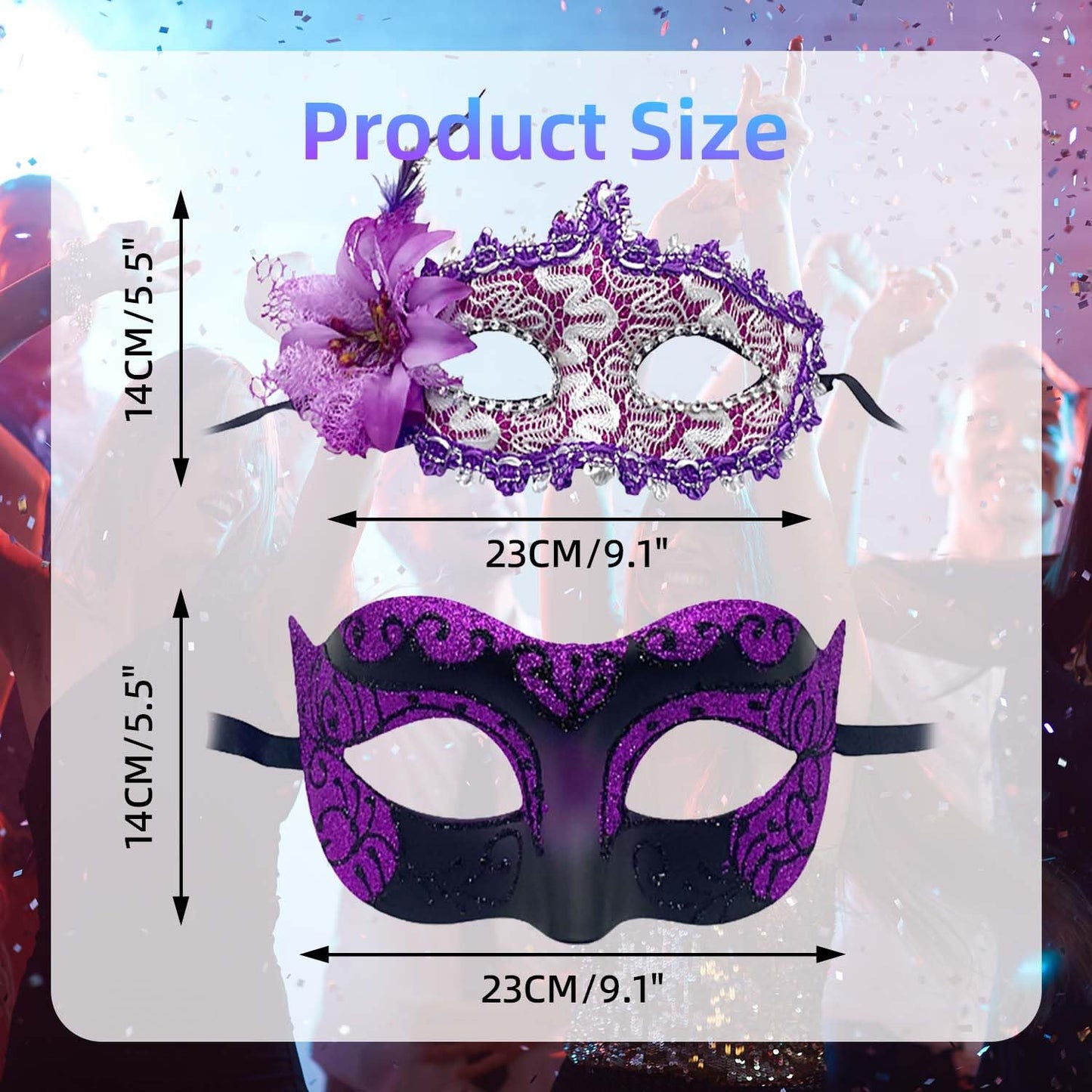 Masquerade Mask for Couples, Venetian Lace Masks for Women Men, Costume Mask for Party, Carnival