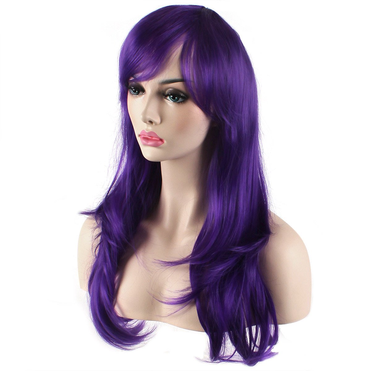 Akstore 28 inch Fashion Wigs Long Wavy Curly Hair Cosplay Wig & Wig Cap (Black)