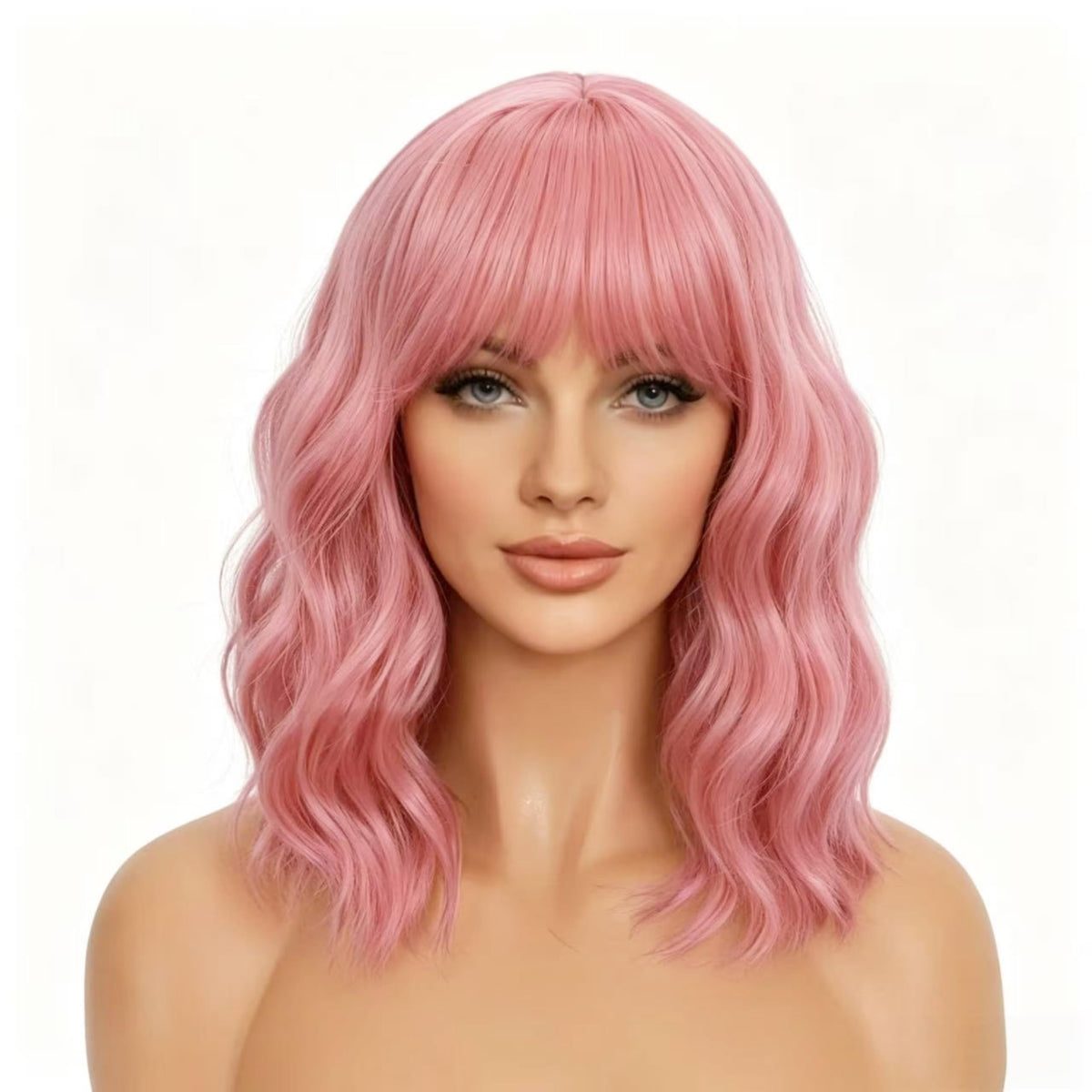Dark Purple Wigs with Bangs for Women 14 Inch Short Wavy Bob Wigs Synthetic Bob Wig Curly Wig Heat Resistant Colorful Wavy Wig Cosplay Wigs For Daily Party Halloween