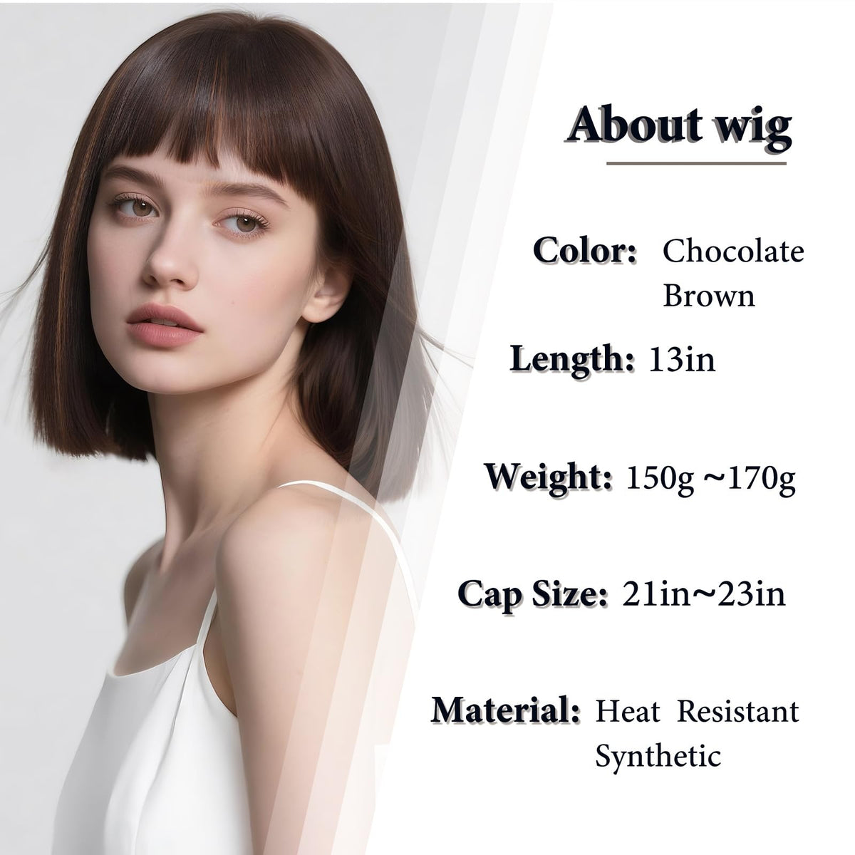 Black Bob Wig with Bangs Short Black Straight Wig for Women