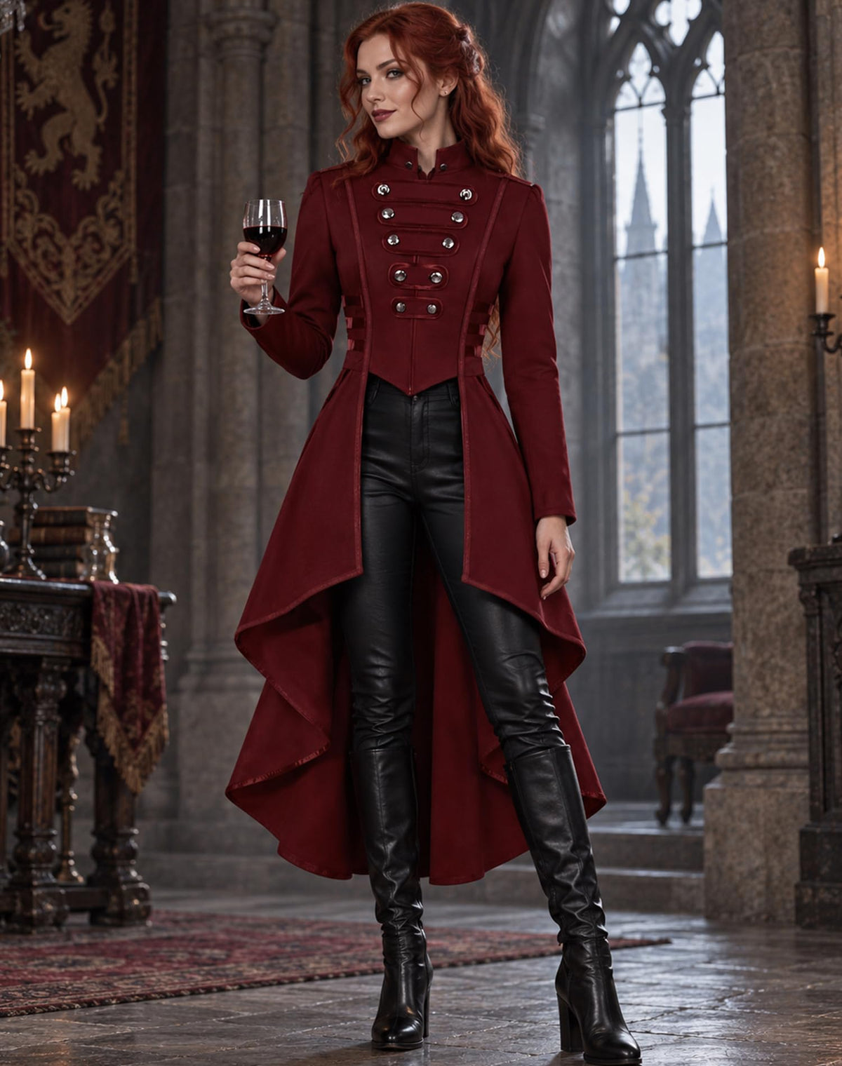 SIAEAMRG Renaissance/Pirate/Vampire/Halloween Costumes Women Jacket Coat
