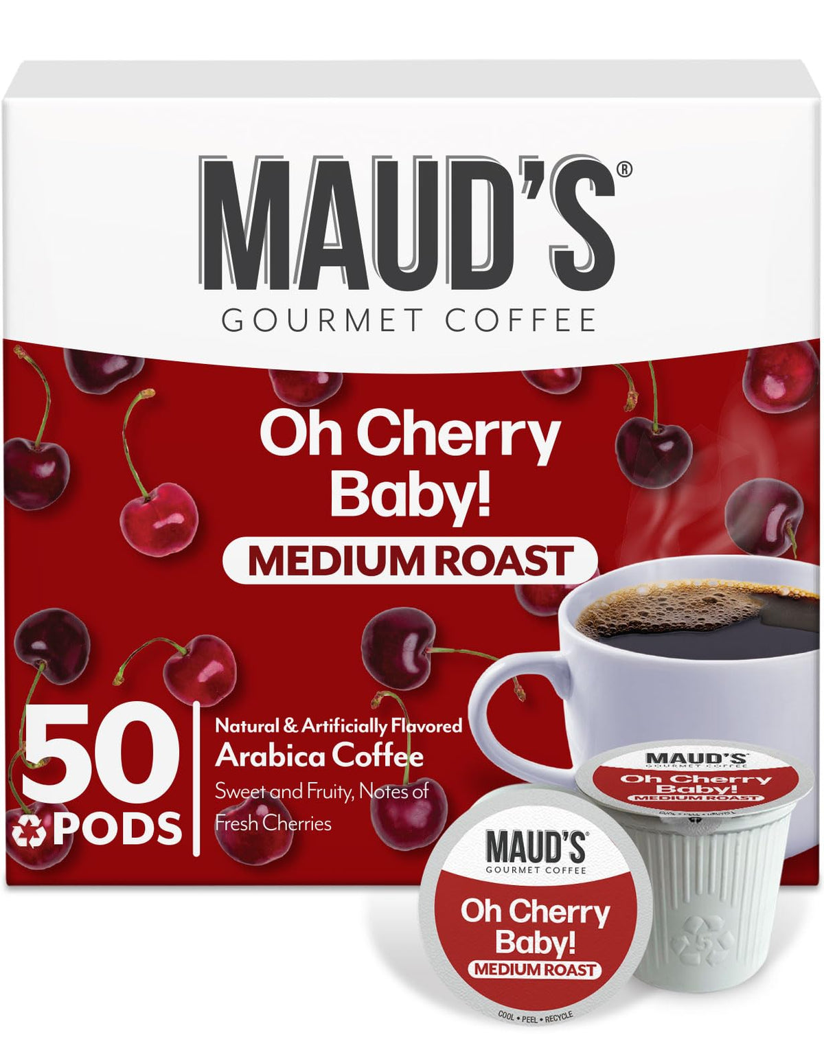 Maud's Cherry Flavored Medium Roast Coffee Pods, 18ct