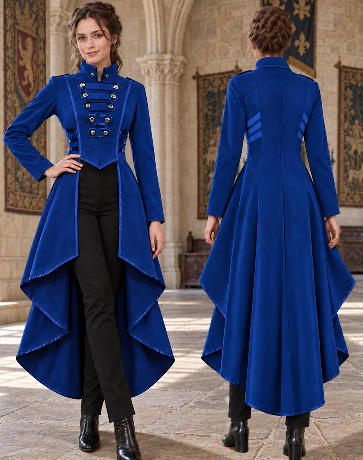 SIAEAMRG Renaissance/Pirate/Vampire/Halloween Costumes Women Jacket Coat