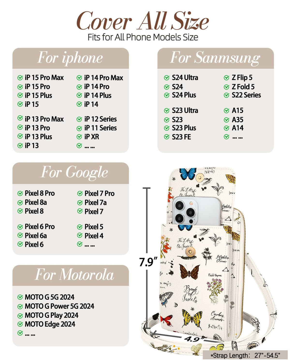Miss Adola Leather Cell Phone Purse Crossbody Bag for Women
