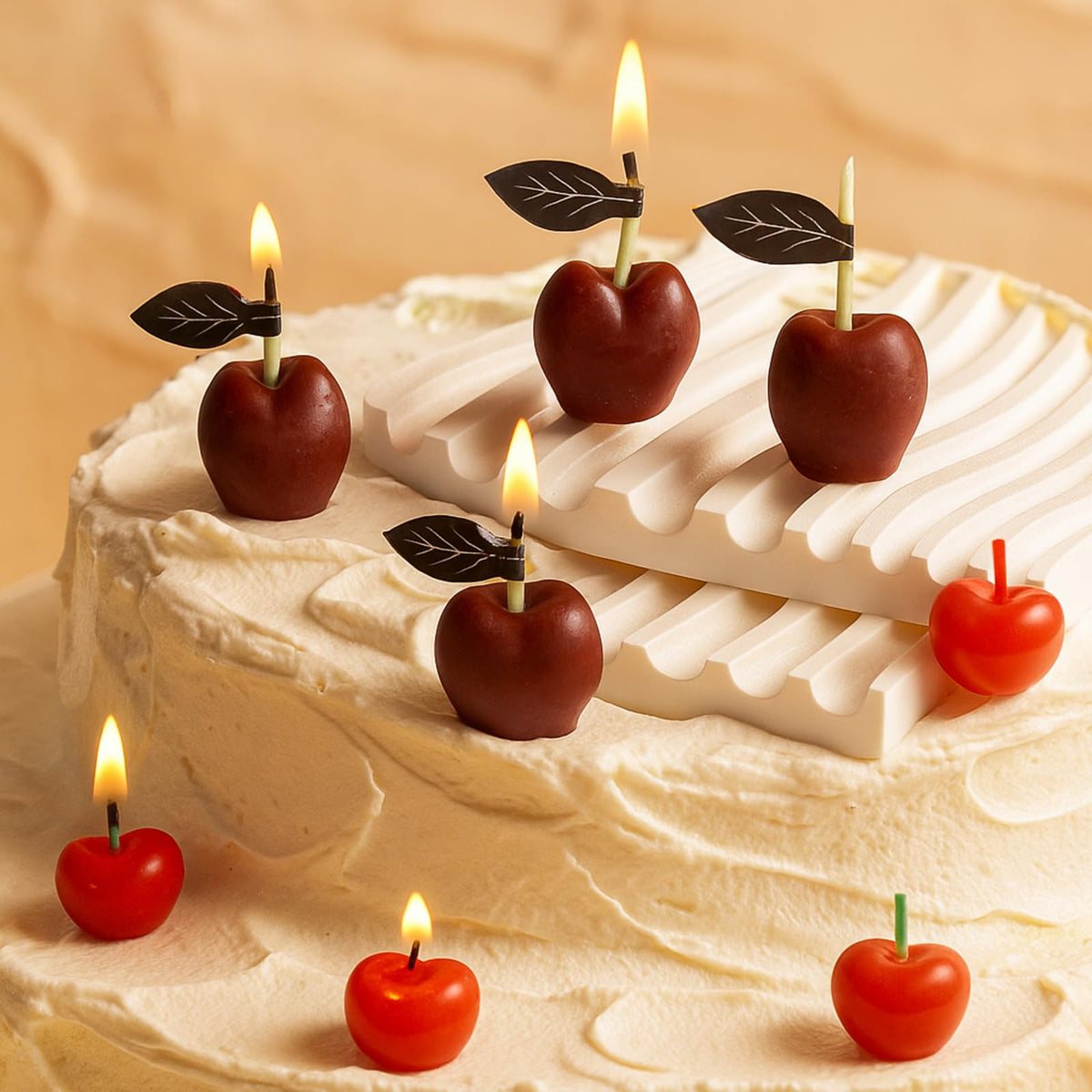 Conelist 15 Pcs Cherry Shaped Birthday Cake Toppers Decor, Red