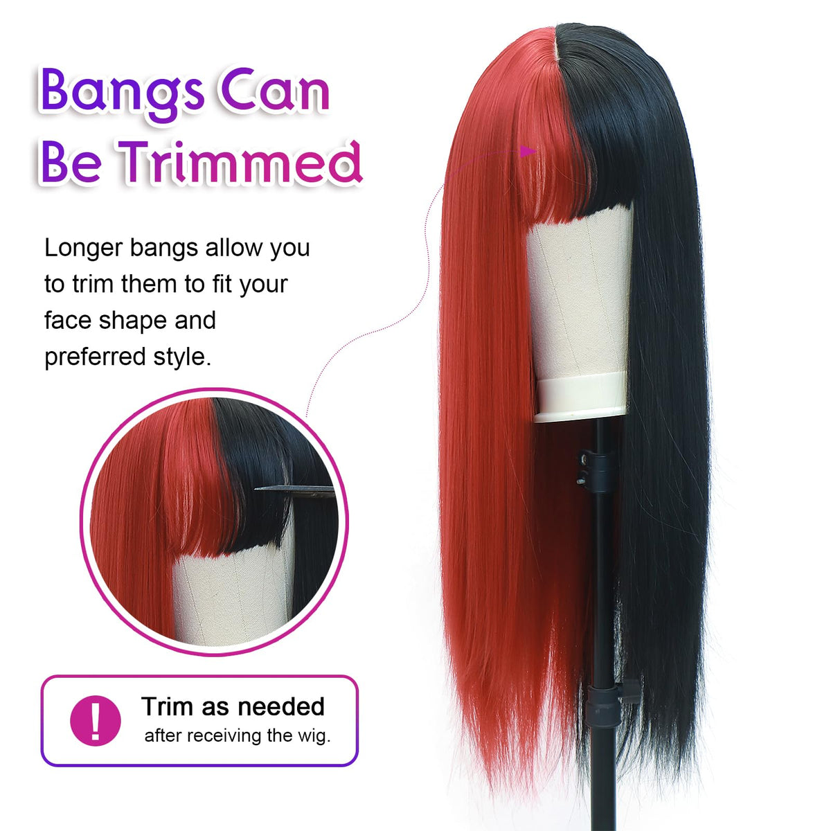 BEkjdiof Wig with Bangs Long Straight Gray Wigs for Women Halloween Wig
