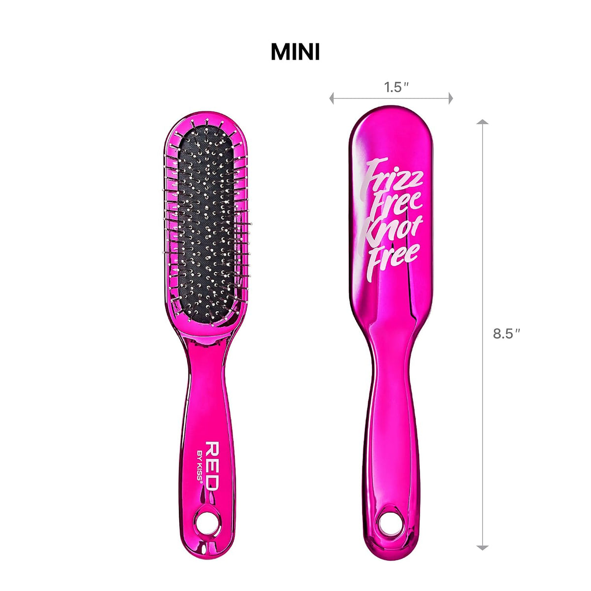 RED by Kiss Anti-Static & Anti-Frizz Wig Brush with Stainless Steel Knot-Free Bristles for Easy Detangling, Smooth Hair & Wigs Without Breakage or Snagging (Mini)