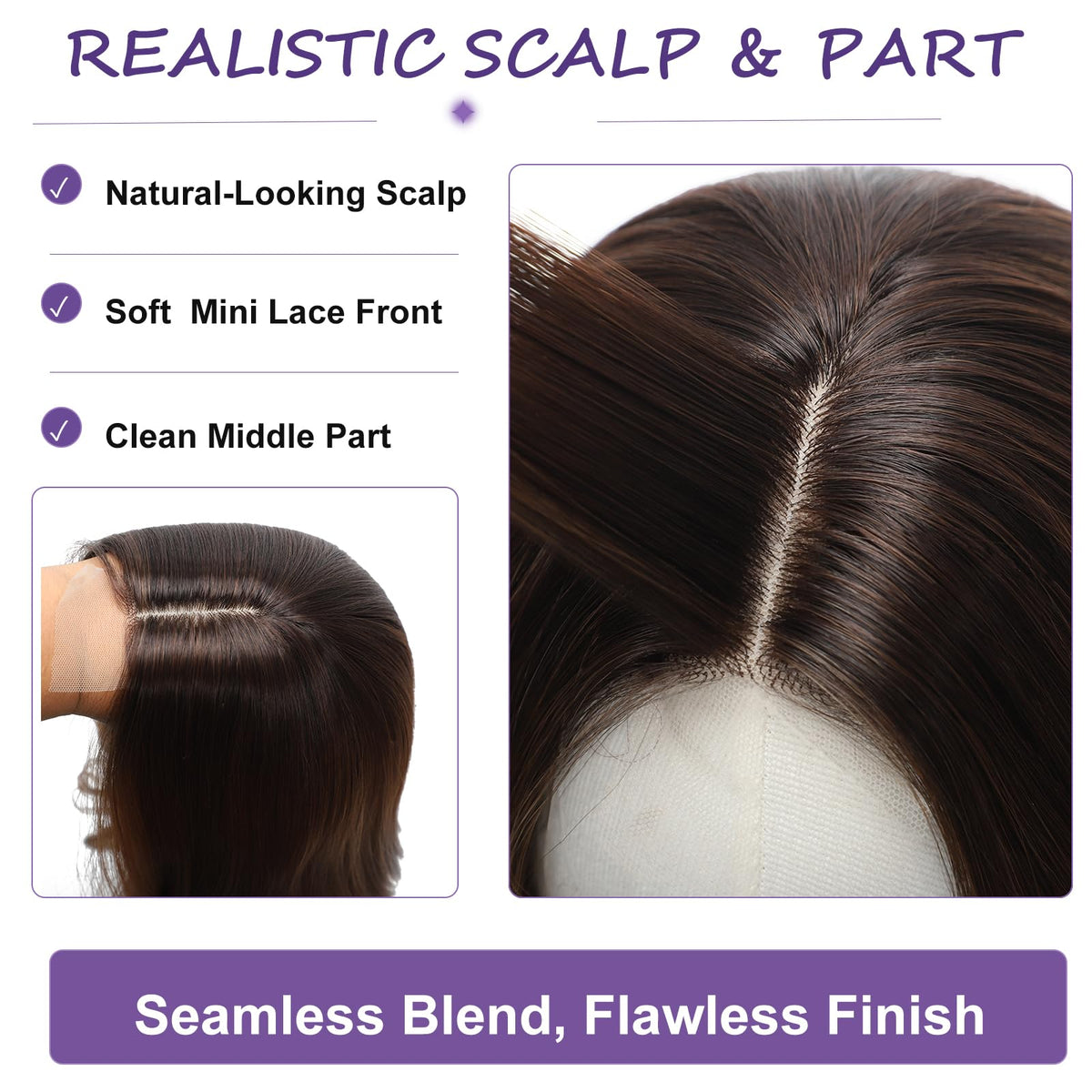 Brown Wigs for Women 26 Inch Middle Part Wavy Synthetic Wig