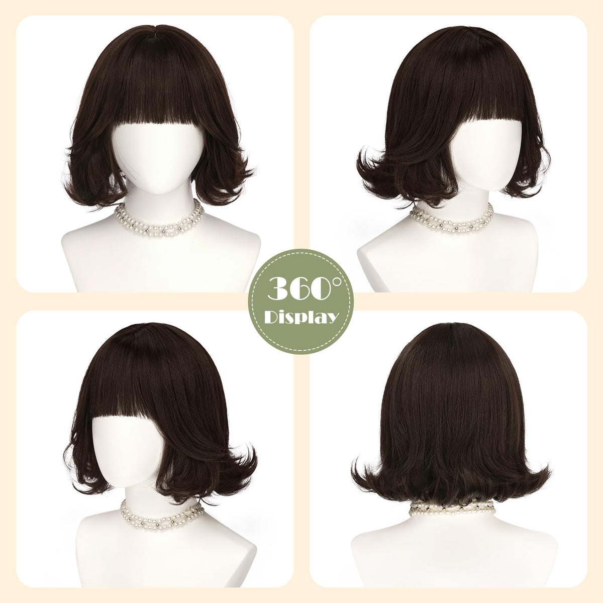 SOFEIYAN Short Wavy Violet Blue Wig - 12 Inch Dark Ginger Bob Wig with Bangs for Women Curly Shoulder Length Bob Wig with Bangs Soft Synthetic Hair Wigs for Girls Daily Party Use