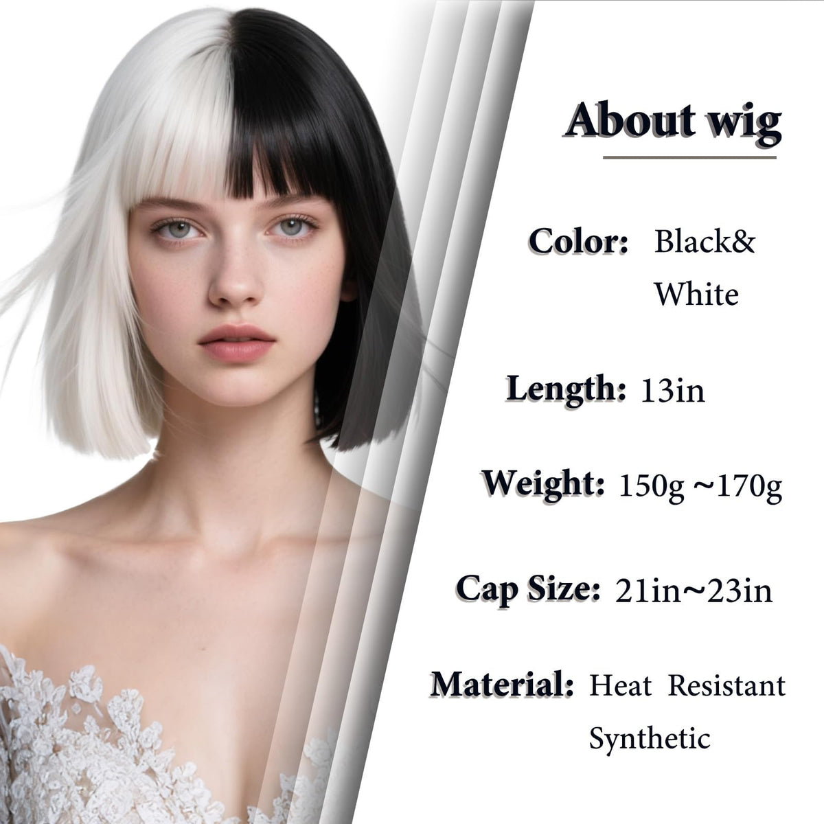 Black Bob Wig with Bangs Short Black Straight Wig for Women