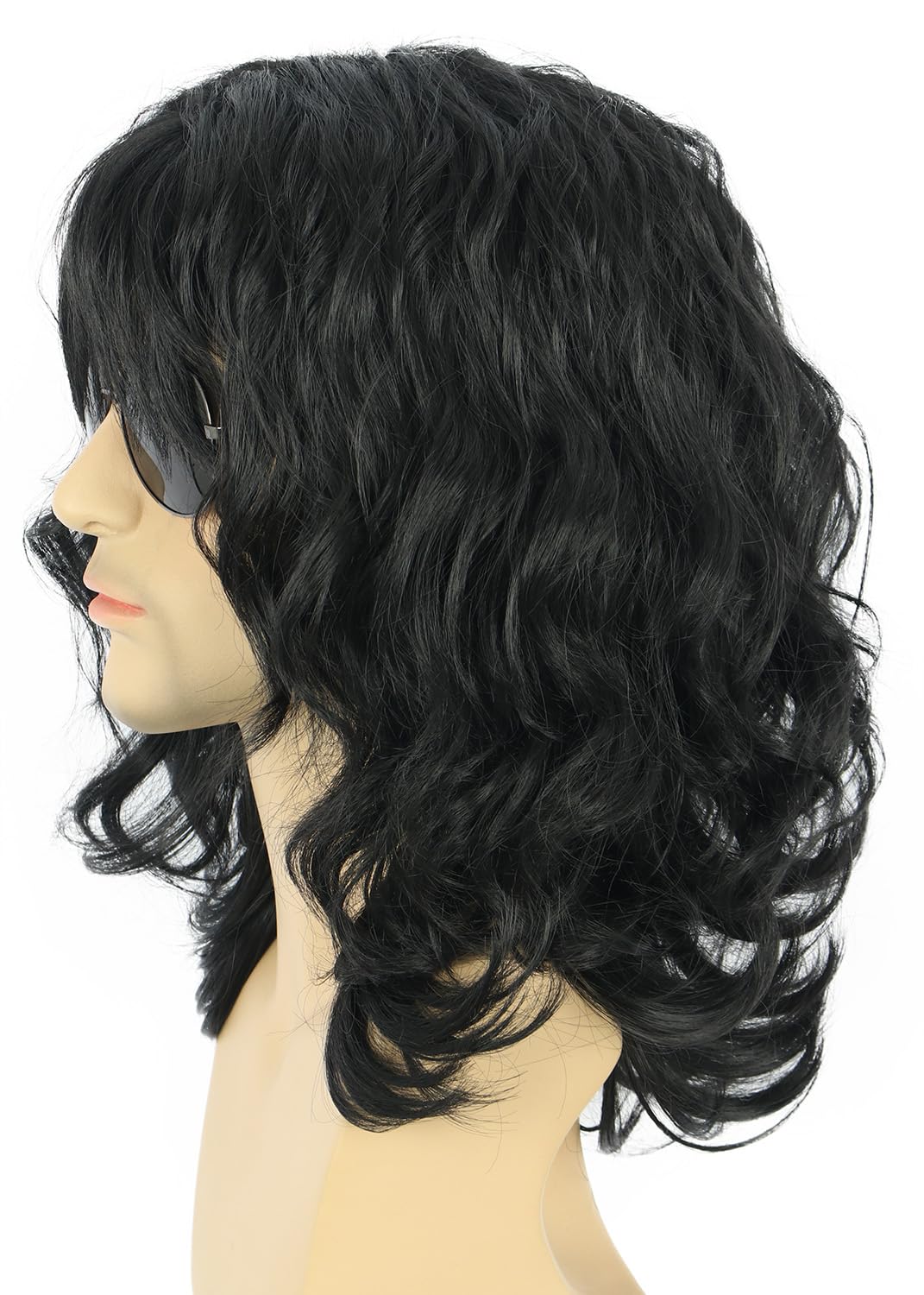karlery California 70s 80s Rocker Wig Men Women Long Curly Dark Brown