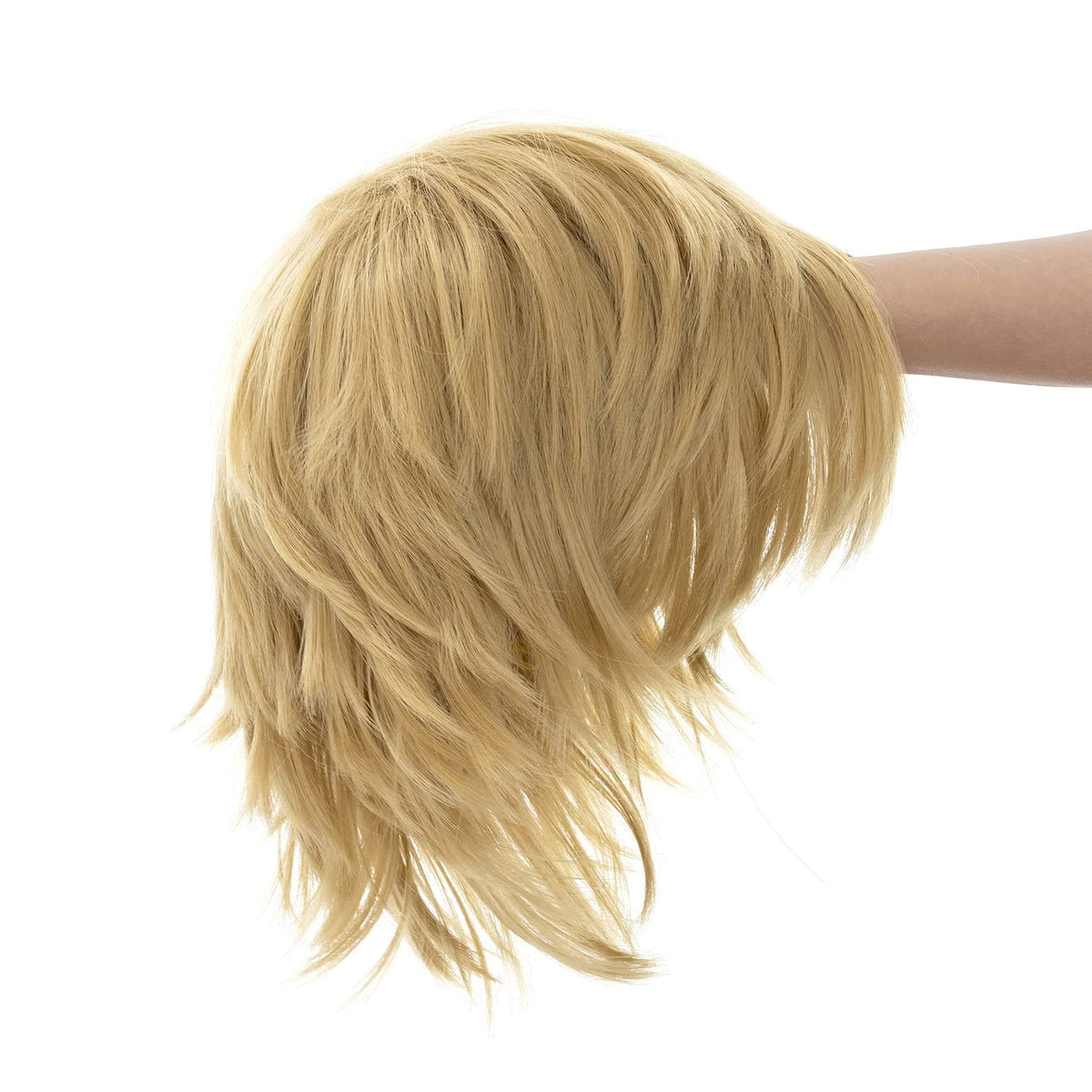 SWACC Unisex Fashion Spiky Layered Short Anime Cosplay Wig for Men and Women (1B-Off Black)