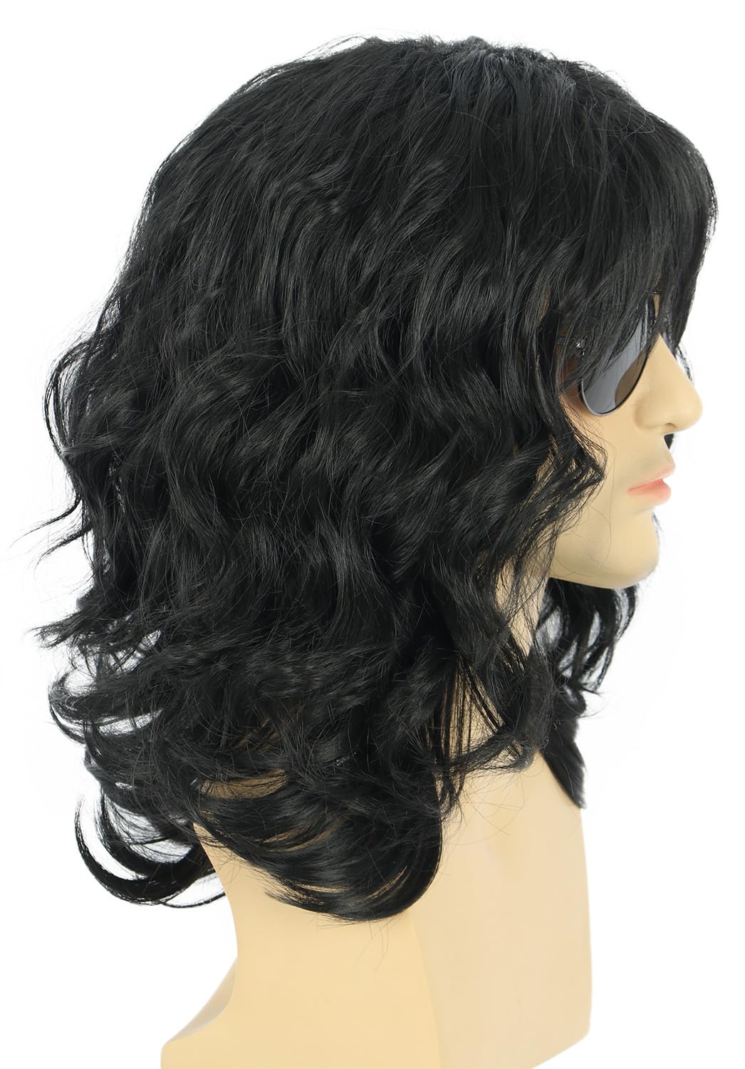 karlery California 70s 80s Rocker Wig Men Women Long Curly Dark Brown