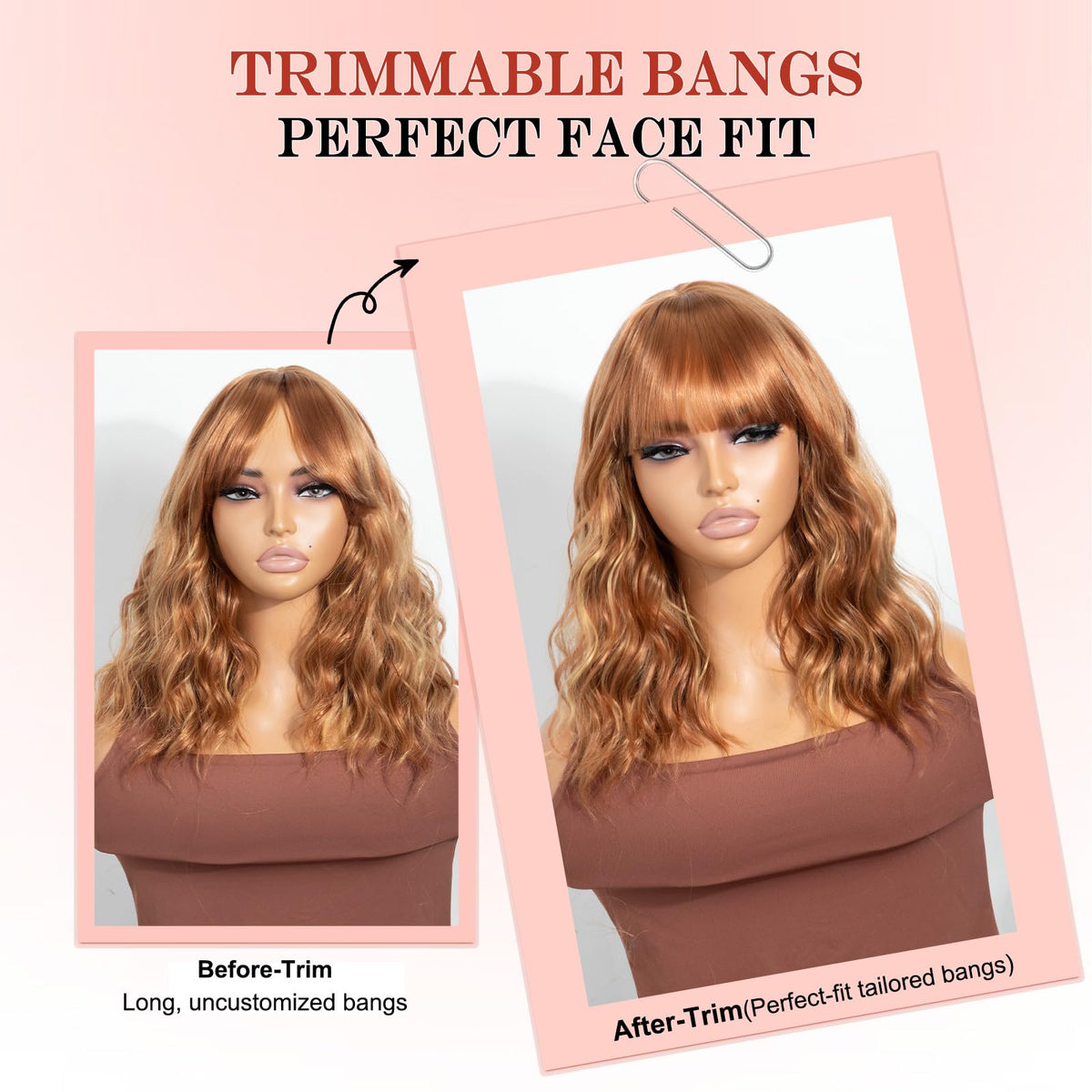 Short Black-grey Wavy Wig with Bangs for Women Halloween Curly Bob Wigs