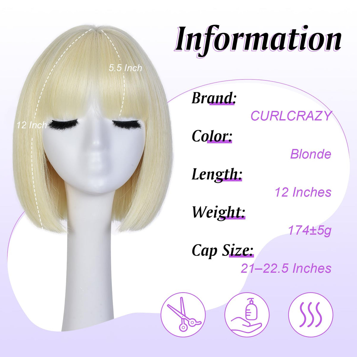 Hightlight Brown Bob Wig With Bangs Short Bob Wigs for Women Girl