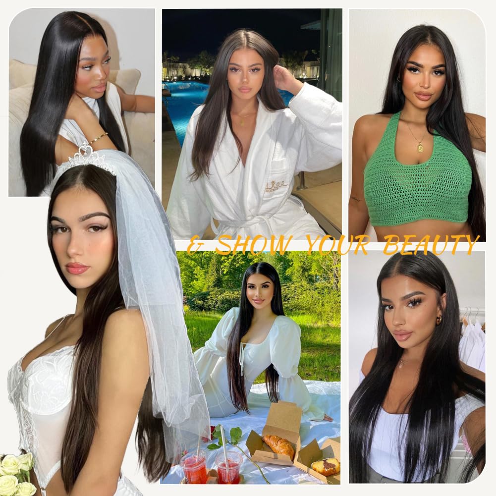 Wear and Go Glueless Wigs Human Hair Pre Cut 6X4 Straight Lace Front Wigs
