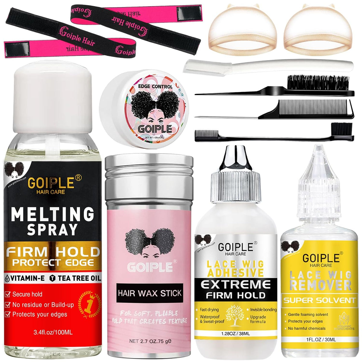 Hair Extension Adhesive Spray Kit - Lace Front Wig & Closure Glue, No Melt for Wigs & Extensions