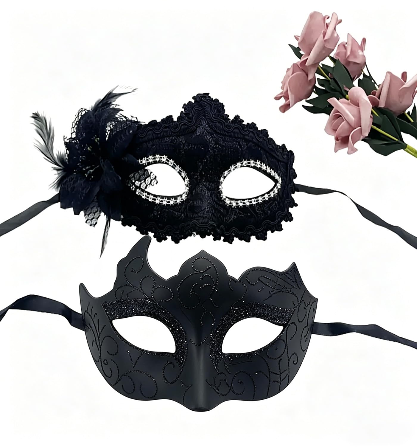 Masquerade Mask for Couples, Venetian Lace Masks for Women Men, Costume Mask for Party, Carnival