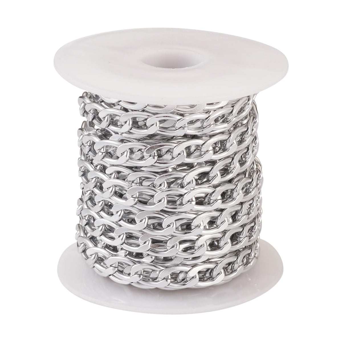 Beadthoven 16.4ft Aluminum Curb Chains, Silver Color Chains for Jewelry Making 5mm Wide Metal Craft Chain Link Spool Twisted Links Oval Curb Chains Unwelded for Clothes Necklace Bracelet DIY Findings