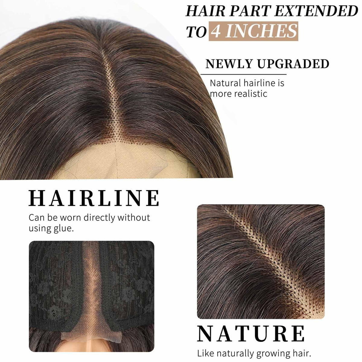 AISI HAIR Black Wig for Women, Long Wavy Lace Hairline Synthetic Wig 26Inch