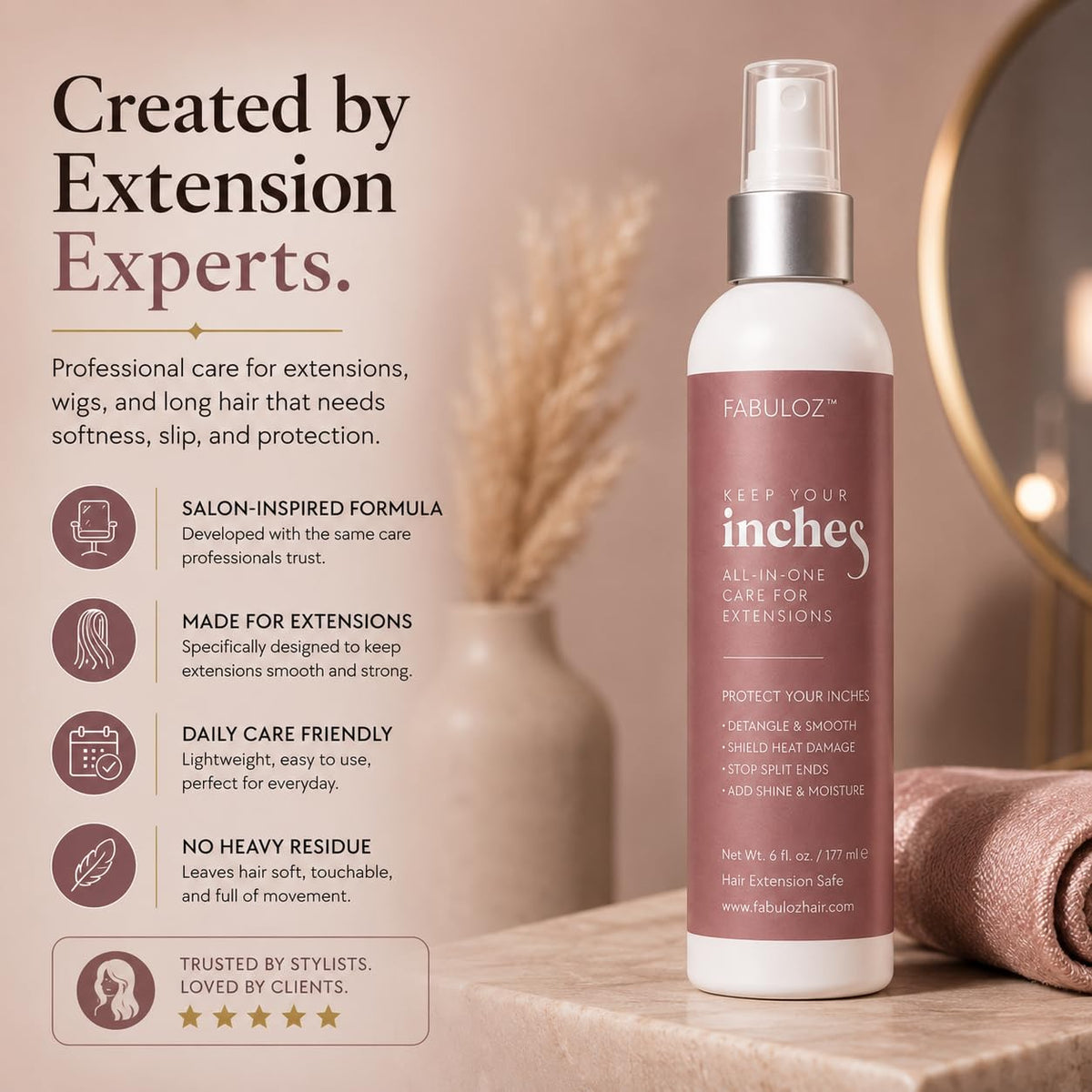 Hair Extension & Wig Leave-In Conditioner Spray, Keep Your Inches