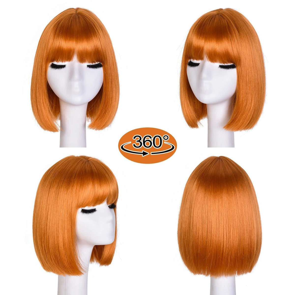 Bob Wig with Bangs for Women Short Straight Bob Wigs for Women 12inch