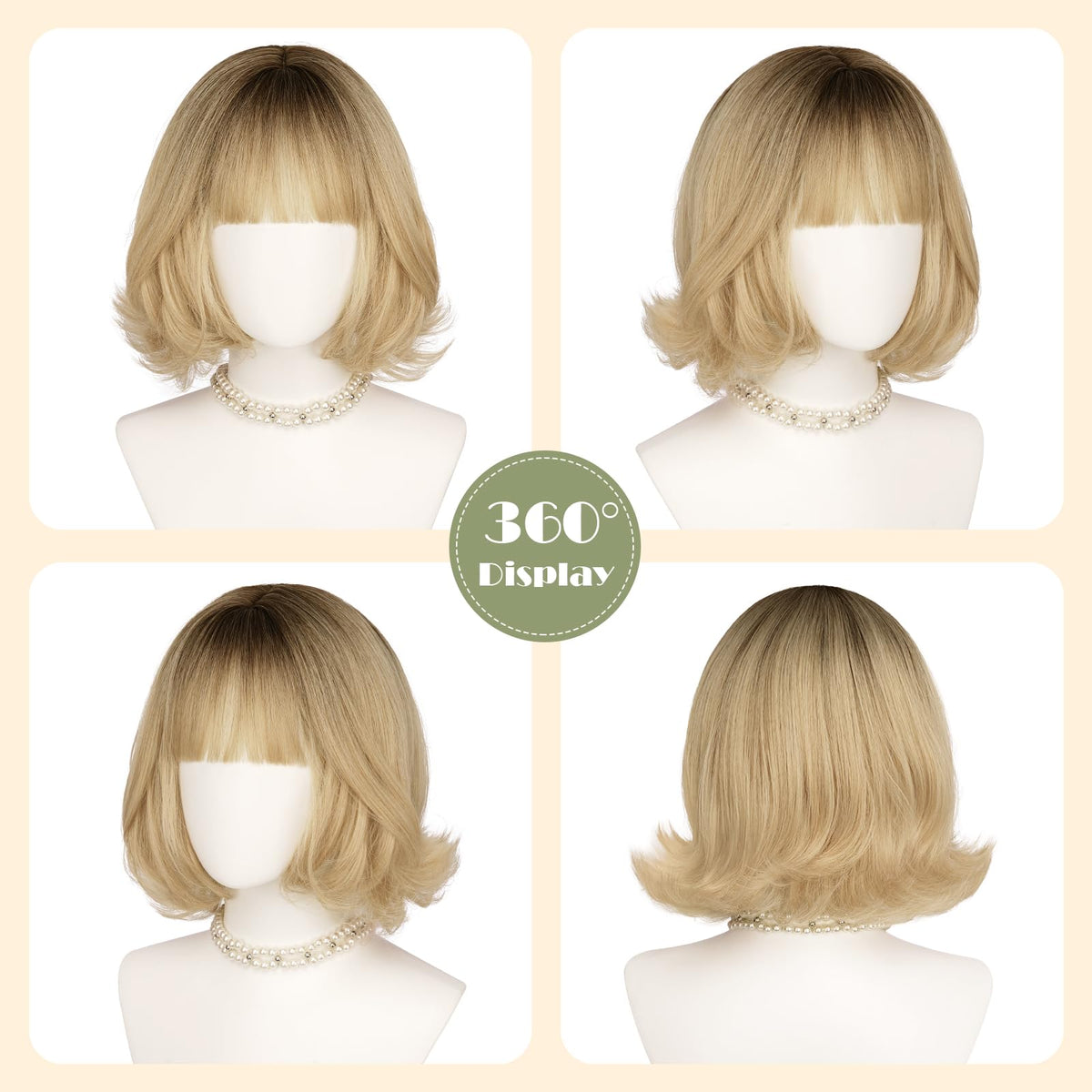 SOFEIYAN Short Wavy Violet Blue Wig - 12 Inch Dark Ginger Bob Wig with Bangs for Women Curly Shoulder Length Bob Wig with Bangs Soft Synthetic Hair Wigs for Girls Daily Party Use