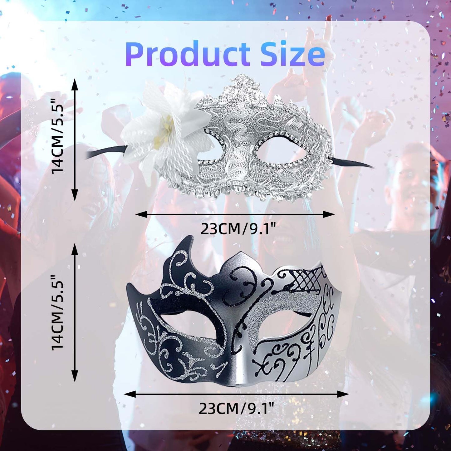 Masquerade Mask for Couples, Venetian Lace Masks for Women Men, Costume Mask for Party, Carnival