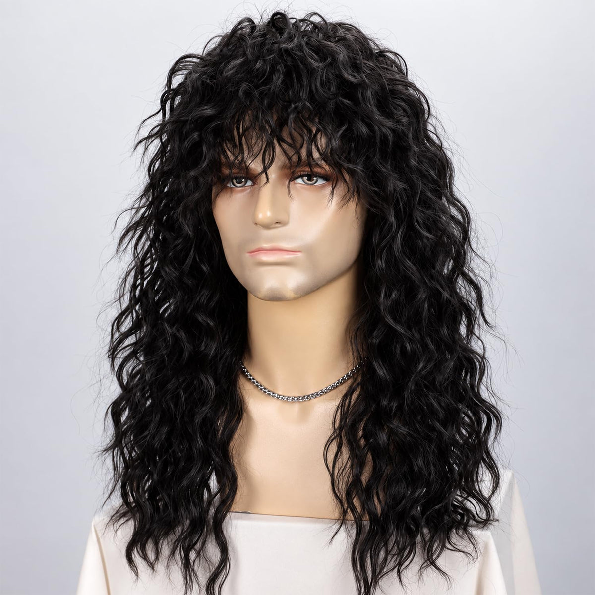 YYHR 80s Brown Wigs for Mens Mullet Rocker Costume Long Synthetic Hair Wig