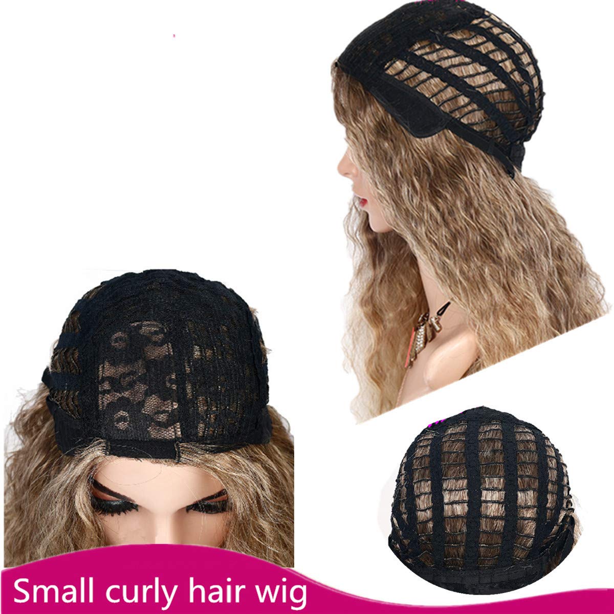 Long Hair Wigs Wavy Curly 24" Glamorous Women Black Red Highlights Synthetic Cosplay Daily Party Clothing Wig with Wig Cap