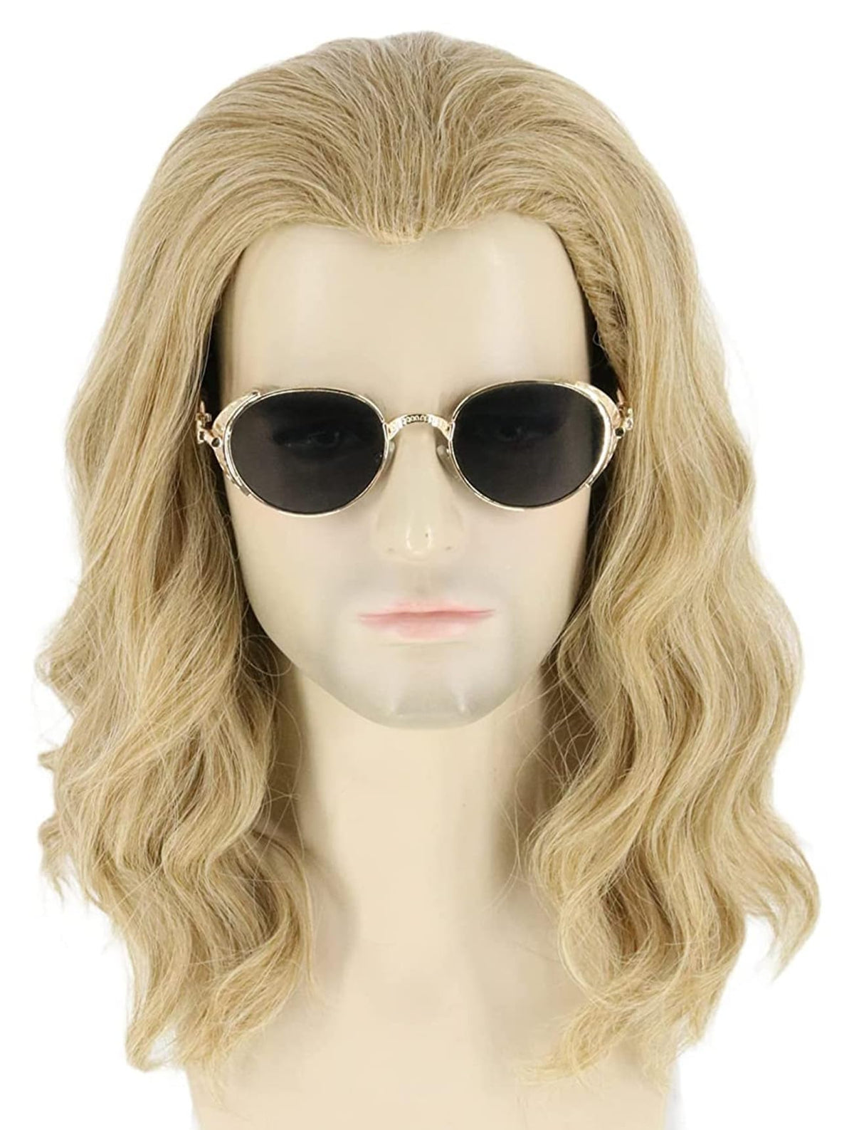 Men's Black Brown Wig Wavy Mid Length Hair Halloween Cosplay Costume Wig