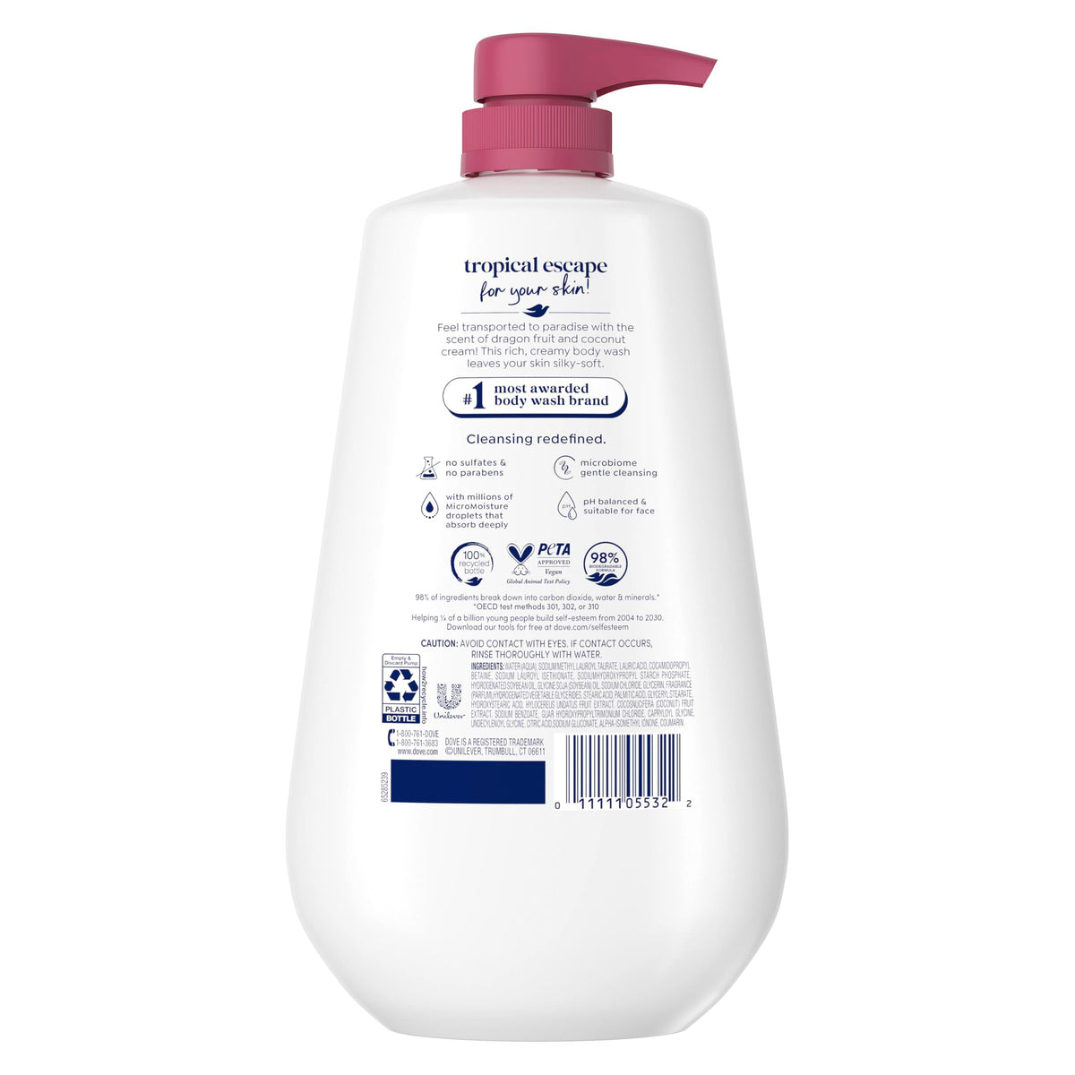 Dove Body Wash Cherry & Chia Milk 30.6 oz Pump, Sulfate Free