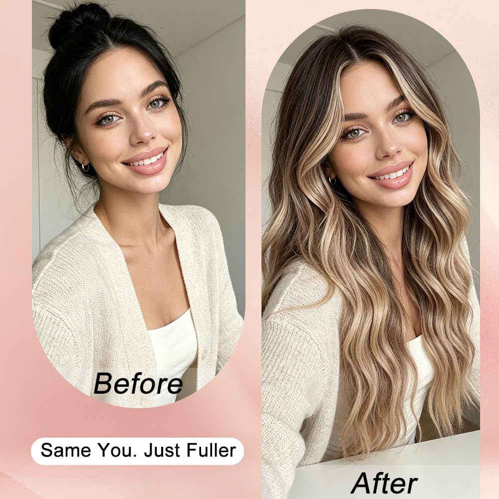 HMHIFI Blonde Wig for Women,26 Inch Long Wavy Curly Middle Part Hair
