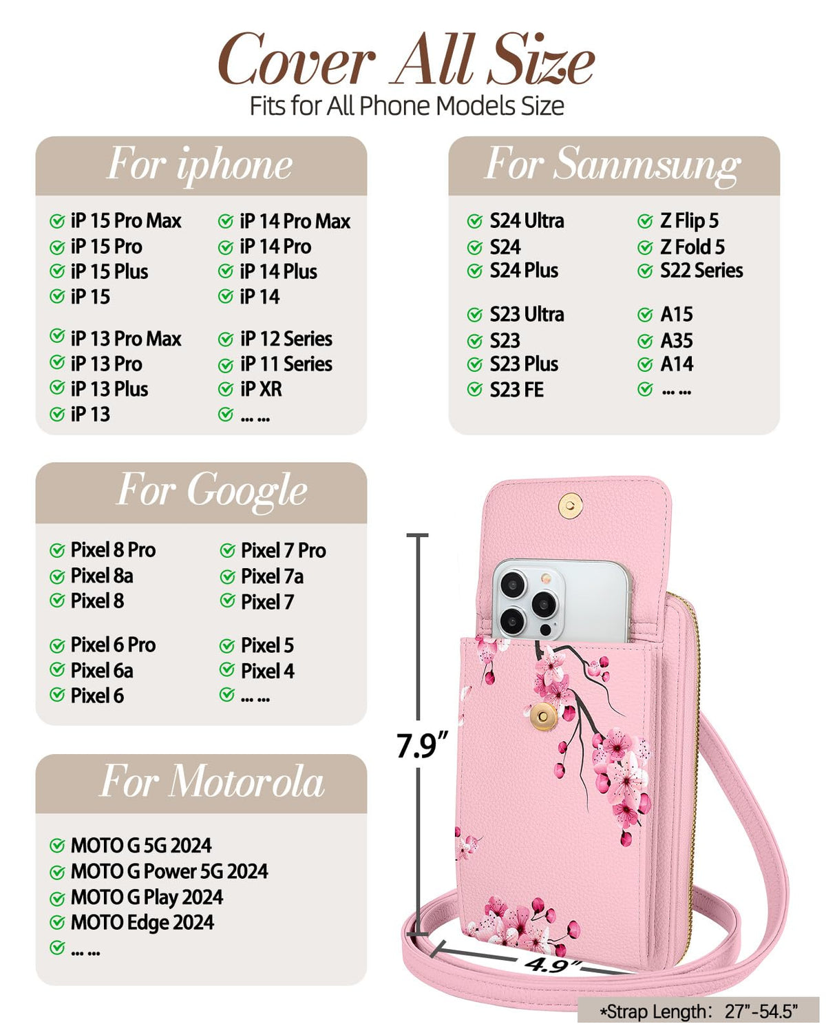 Miss Adola Leather Cell Phone Purse Crossbody Bag for Women