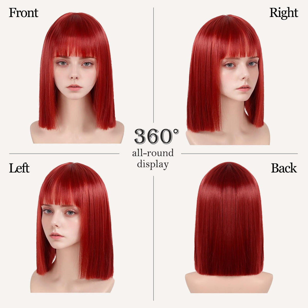 Black Bob Wig with Bangs Short Black Straight Wig for Women