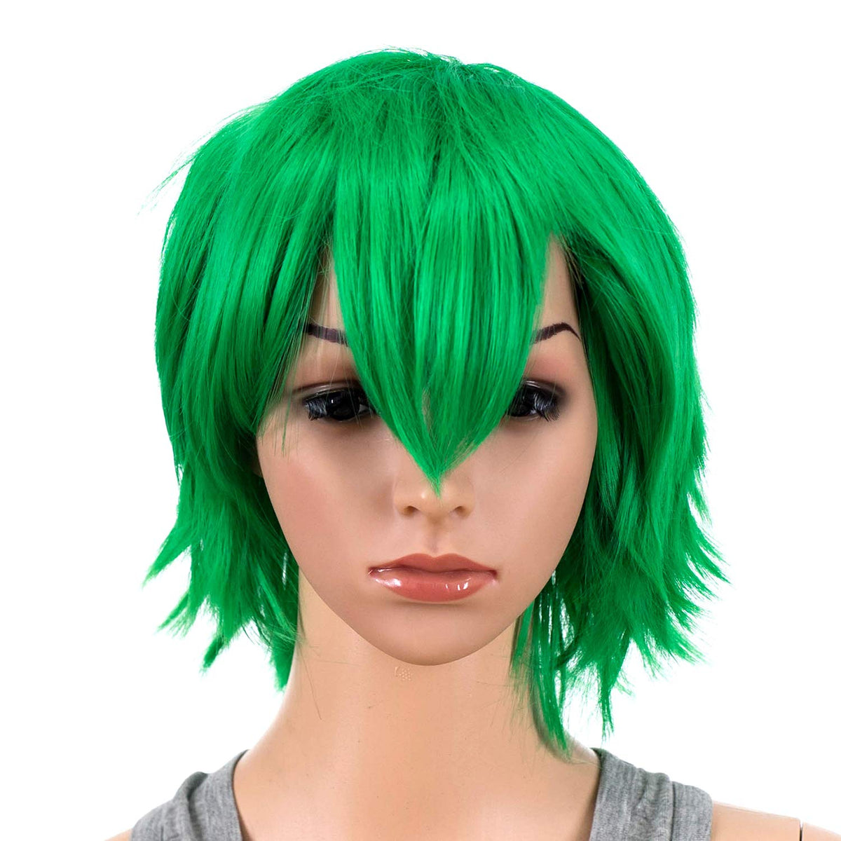 SWACC Unisex Fashion Spiky Layered Short Anime Cosplay Wig for Men and Women (1B-Off Black)