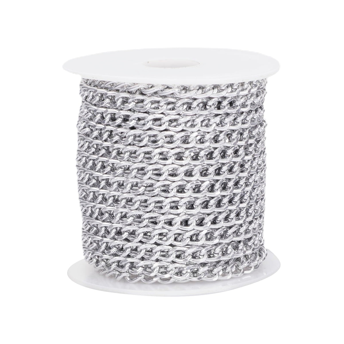 Beadthoven 16.4ft Aluminum Curb Chains, Silver Color Chains for Jewelry Making 5mm Wide Metal Craft Chain Link Spool Twisted Links Oval Curb Chains Unwelded for Clothes Necklace Bracelet DIY Findings